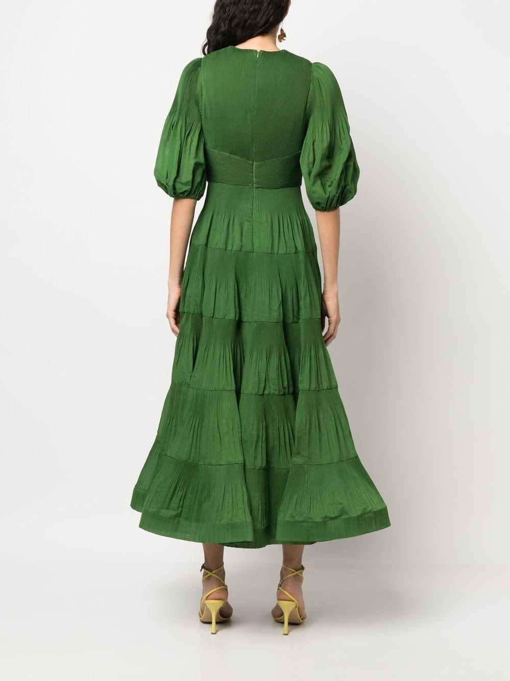 Green Puff-Sleeve Tiered Midi Dress ZIMMERMANN Tiered plissé-organza midi dress - Picture 2 of 7